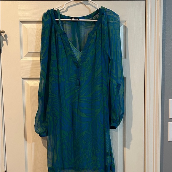 Hale Bob Dresses & Skirts - Hale Bob Vibrant Blue and Green Long Sleeve Dress